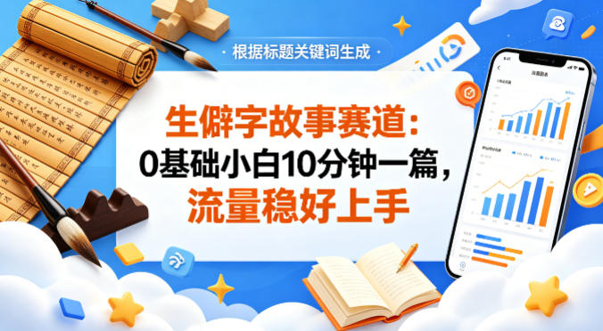 公众号流量主——生僻字故事赛道，流量稳，好上手，0基础小白也能10分钟一篇|无忧资源社