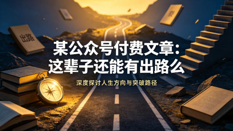 某公众号付费文章：这辈子还能有出路么|无忧资源社