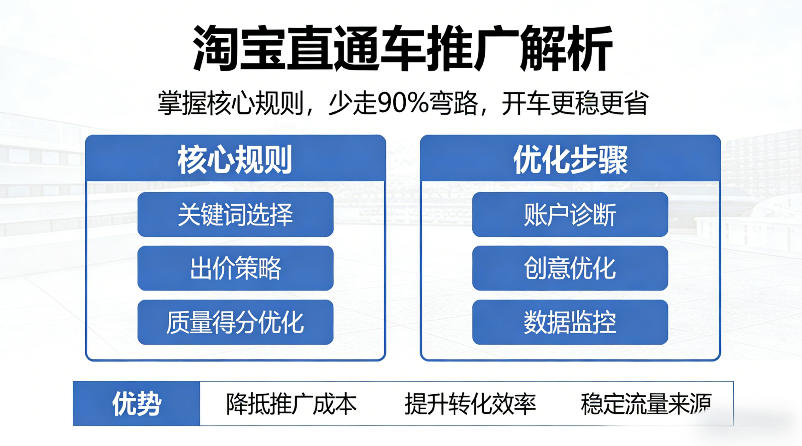 淘宝直通车推广解析，掌握核心规则，少走90%弯路，开车更稳更省|无忧资源社