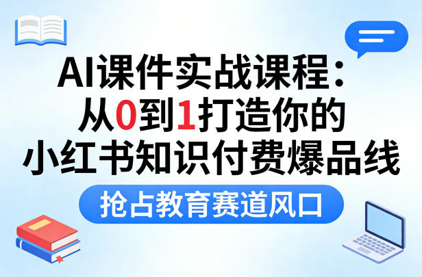AI课件实战课程，从0到1打造你的小红书知识付费爆品线，抢占教育赛道风口|无忧资源社