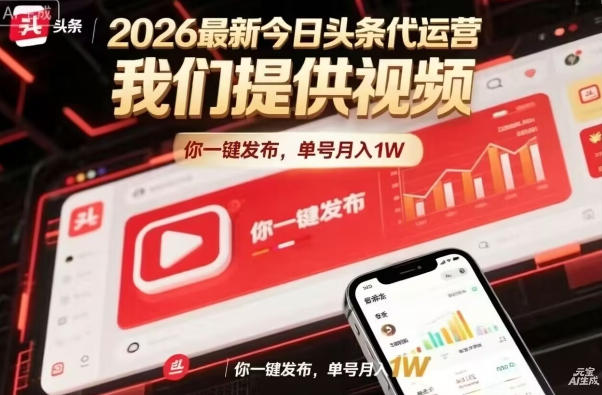今日头条躺賺模式，你9我1，操作简单，一键发布，单机日入数百，长期合作【揭秘】|无忧资源社