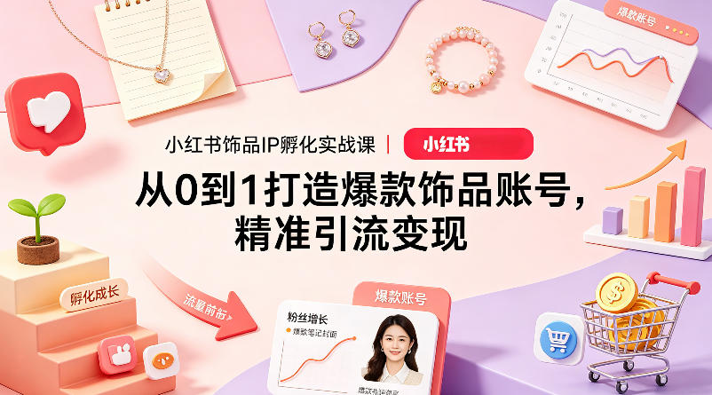 小红书饰品IP孵化实战课｜从0到1打造爆款饰品账号，精准引流变现|无忧资源社
