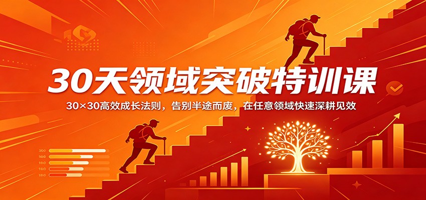 30天领域突破特训课：30×30高效成长法则，告别半途而废，在任意领域快速深耕见效|无忧资源社