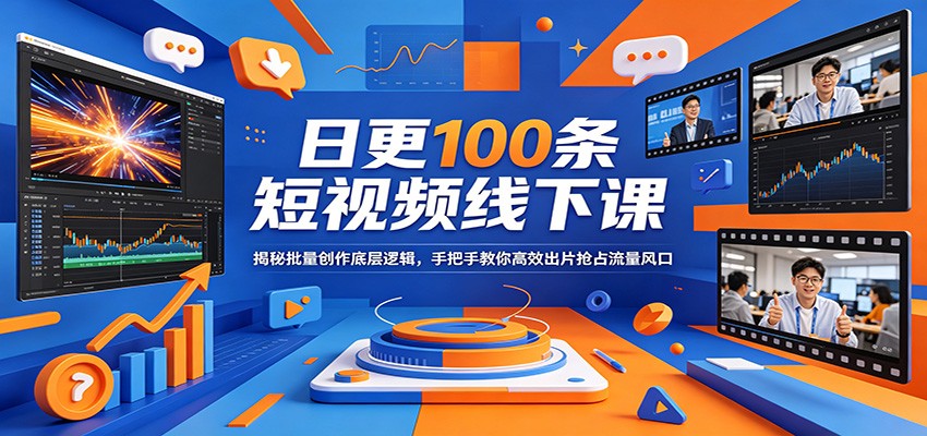 日更100条短视频线下课：揭秘批量创作底层逻辑，手把手教你高效出片抢占流量风口|无忧资源社