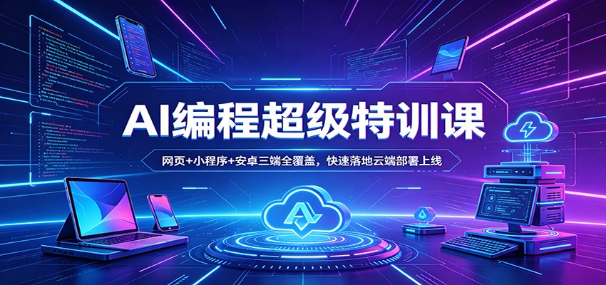 AI编程超级特训课：网页+小程序+安卓三端全覆盖，快速落地云端部署上线|无忧资源社