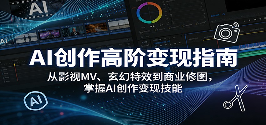 AI创作高阶变现指南：从影视MV、玄幻特效到商业修图，掌握AI创作变现技能|无忧资源社