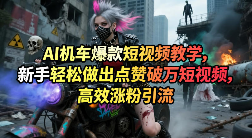 AI机车爆款短视频教学，新手轻松做出点赞破万短视频，高效涨粉引流|无忧资源社