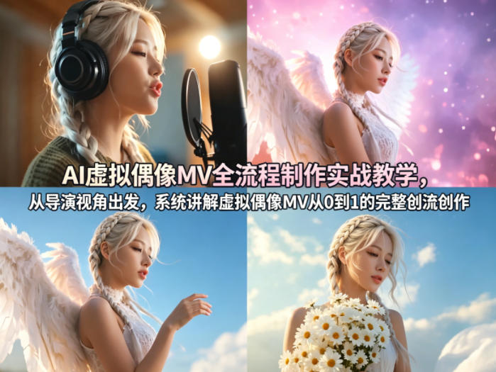 AI虚拟偶像MV全流程制作实战教学，从导演视角出发，系统讲解虚拟偶像MV从0到1的完整创作流程|无忧资源社