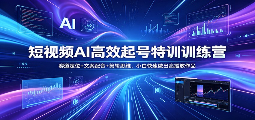 短视频AI高效起号特训训练营：赛道定位+文案配音+剪辑思维，小白快速做出高播放作品|无忧资源社