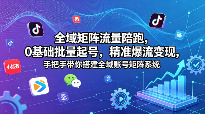 全域矩阵流量陪跑，0基础批量起号，精准爆流变现，手把手带你搭建全域账号矩阵系统|无忧资源社
