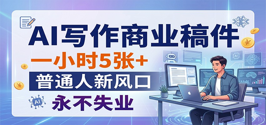 AI写作商业稿件，一小时5张+，普通人新风口，永不失业|无忧资源社