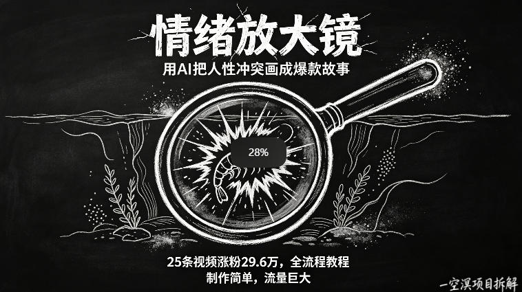AI制作“情绪放大镜“视频，25条视频涨粉29.6W粉，流量巨大，制作简单，全流程教程|无忧资源社
