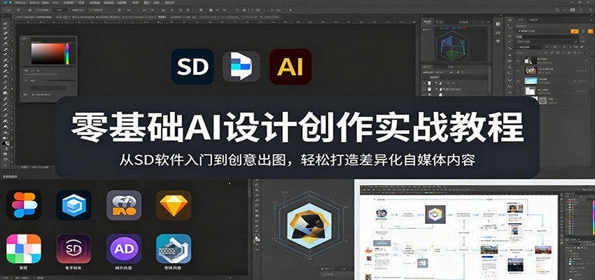 零基础AI设计创作实战教程：从SD软件入门到创意出图，轻松打造差异化自媒体内容|无忧资源社