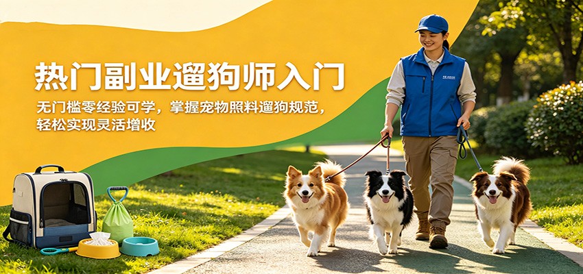 热门副业遛狗师入门，无门槛零经验可学，掌握宠物照料遛狗规范，轻松实现灵活增收|无忧资源社
