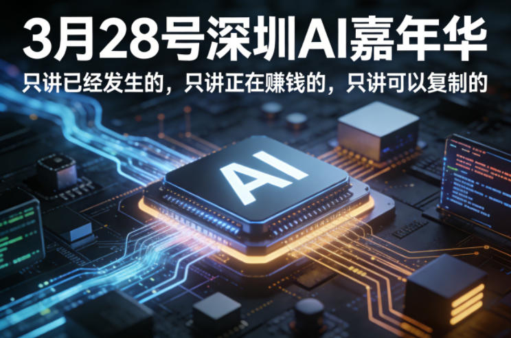 3月28号深圳AI嘉年华，只讲已经发生的，只讲正在賺钱的，只讲可以复制的|无忧资源社