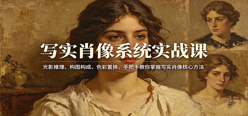 写实肖像系统实战课：光影推理、构图构成、色彩置换，手把手教你掌握写实肖像核心方法|无忧资源社