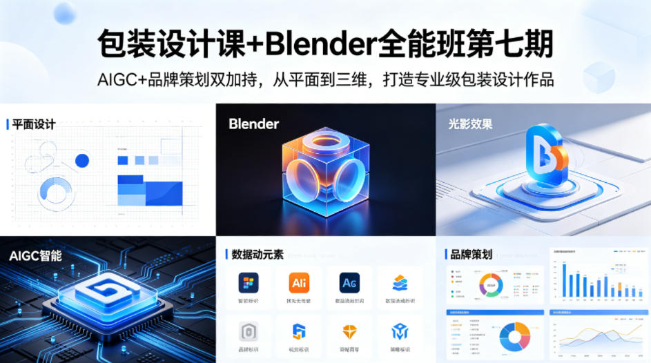 包装设计课+Blender全能班第七期，AIGC+品牌策划双加持，从平面到三维，打造专业级包装设计作品|无忧资源社