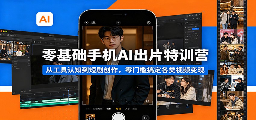 零基础手机AI出片特训营：从工具认知到短剧创作，零门槛搞定各类视频变现|无忧资源社