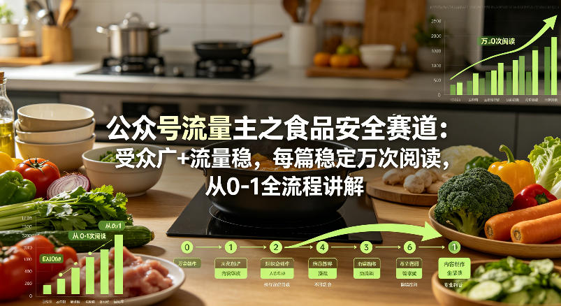 公众号流量主之食品安全赛道，受众广+流量稳，每篇作品稳定万次阅读，从0-1全流程讲解|无忧资源社