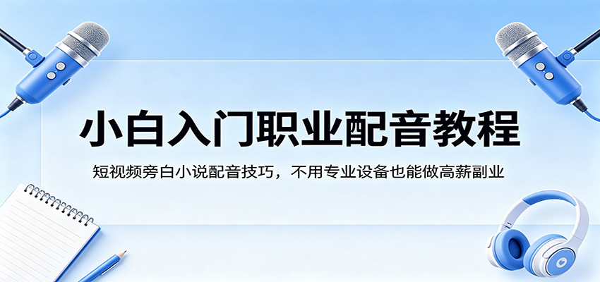 小白入门职业配音教程，短视频旁白小说配音技巧，不用专业设备也能做高薪副业|无忧资源社