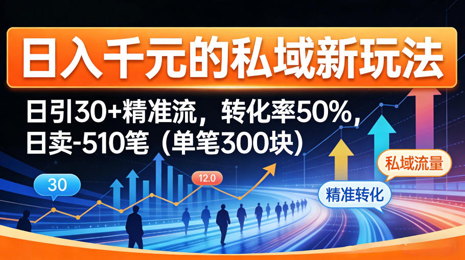日入千米的私域新玩法：日引30＋精准流，转化率50%，日卖5-10笔（单笔300米）|无忧资源社