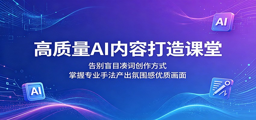 高质量AI内容打造课堂：告别盲目凑词创作方式，掌握专业手法产出氛围感优质画面|无忧资源社