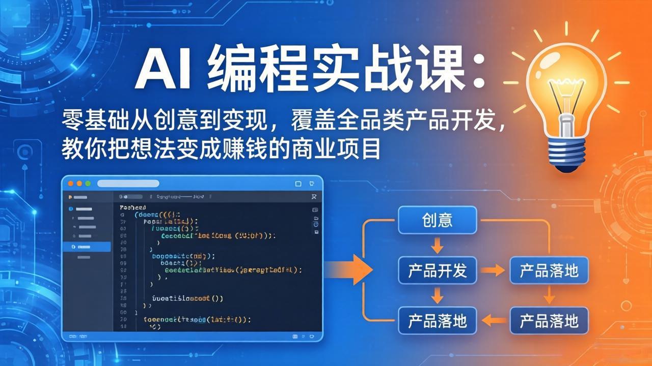 （18631期）AI编程实战课-第三期-5月更新：零基础从创意到变现，覆盖全品类产品开发，把想法变成赚钱项目|无忧资源社