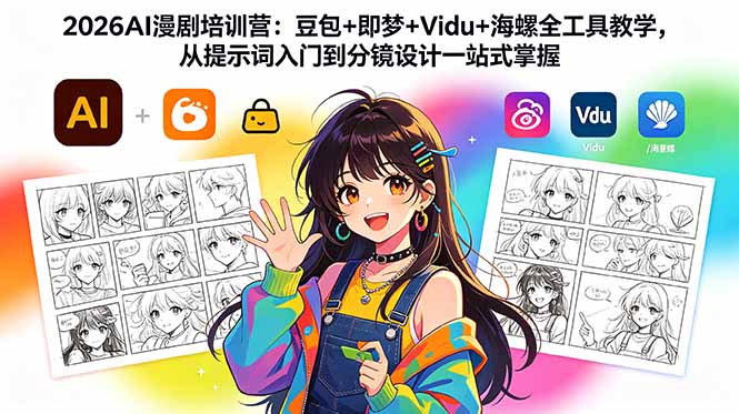 （18607期）2026AI漫剧培训营：豆包+即梦+Vidu+海螺全工具教学，从提示词入门到分镜设计一站式掌握|无忧资源社