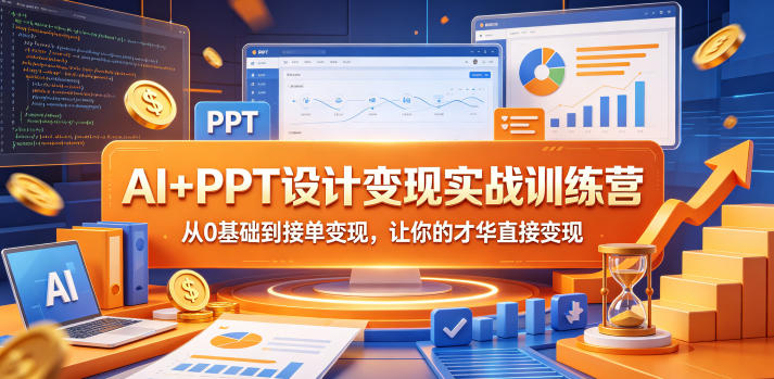AI+PPT设计变现实战训练营，从0基础到接单变现，让你的才华直接变现|无忧资源社