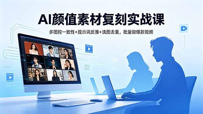 （18450期）AI颜值素材复刻实战课，多图控一致性+提示词反推+洗图去重，批量做爆款视频|无忧资源社