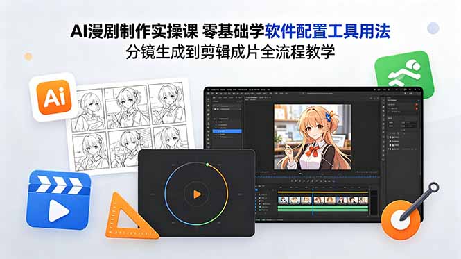 （18605期）AI漫剧制作实操课 零基础学软件配置工具用法 分镜生成到剪辑成片全流程教学|无忧资源社