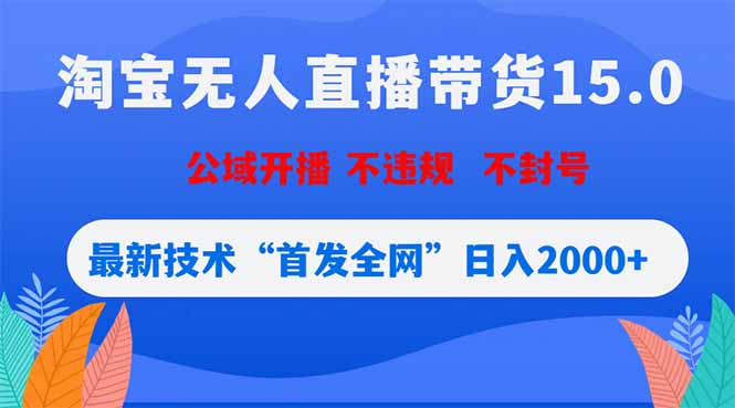 （18562期）淘宝无人直播带货15.0，不封号，不违规，公域玩法，首发全网日入2000+|无忧资源社