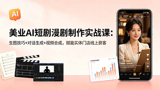 （18536期）美业AI短剧漫剧制作实战课：生图技巧+对话生成+视频合成，赋能实体门店线上获客|无忧资源社