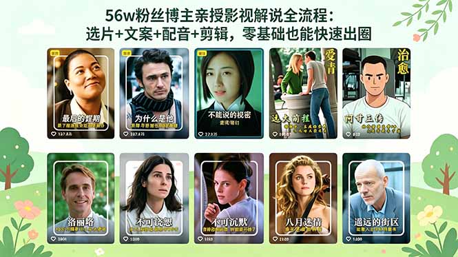 （18579期）56万粉丝博主亲授影视解说全流程：选片+文案+配音+剪辑，零基础也能快速出圈|无忧资源社