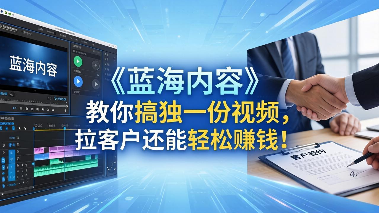 （18301期）做视频卷不动了？《蓝海内容》教你搞独一份视频，拉客户还能轻松赚钱！|无忧资源社