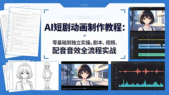 （18351期）AI短剧动画制作教程：零基础到独立实操，剧本、视频、配音音效全流程实战|无忧资源社