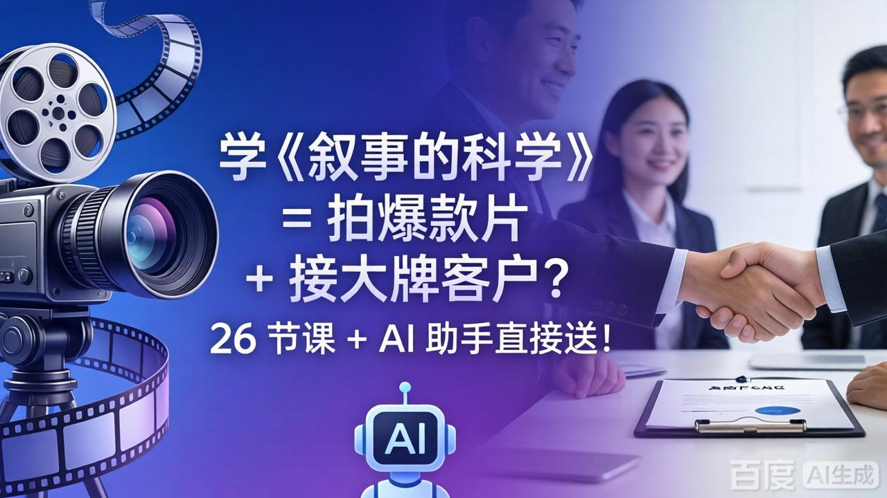 （18302期）学《叙事的科学》= 拍爆款片 + 接大牌客户？26 节课 + AI 助手直接送！|无忧资源社