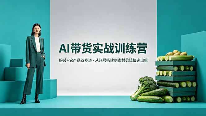 （18355期）AI带货实战训练营，服装+农产品双赛道，从账号搭建到素材剪辑快速出单|无忧资源社