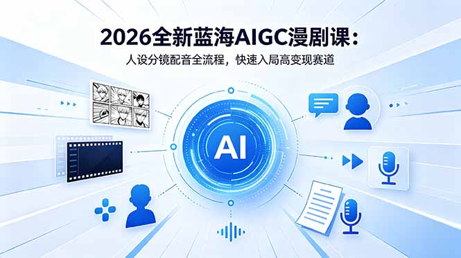 （18621期）2026全新蓝海AIGC漫剧课：人设分镜配音全流程，快速入局高变现赛道|无忧资源社