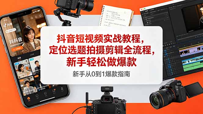 （18524期）抖音短视频实战教程，定位选题拍摄剪辑全流程，新手轻松做爆款|无忧资源社