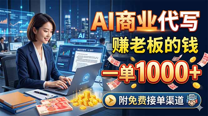 （18444期）AI商业代写，赚老板的钱，一单1000+，附免费接单渠道|无忧资源社