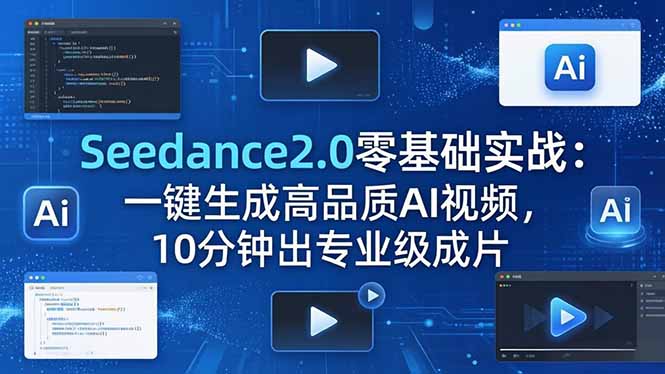 （18323期）Seedance2.0零基础实战：一键生成高品质AI视频，10分钟出专业级成片|无忧资源社