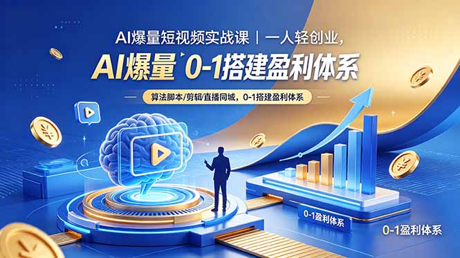 （18652期）AI爆量短视频实战课｜一人轻创业，算法脚本剪辑直播同城，0-1搭建盈利体系|无忧资源社
