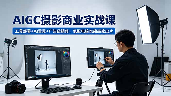 （18434期）AIGC 摄影商业实战课，工具部署+AI置景+广告级精修，低配电脑也能高效出片|无忧资源社