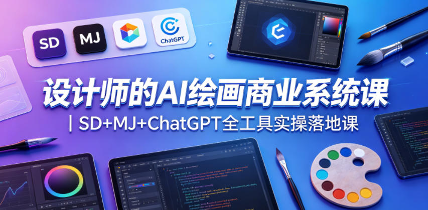设计师的AI绘画商业系统课｜SD+MJ+ChatGPT全工具实操落地课|无忧资源社