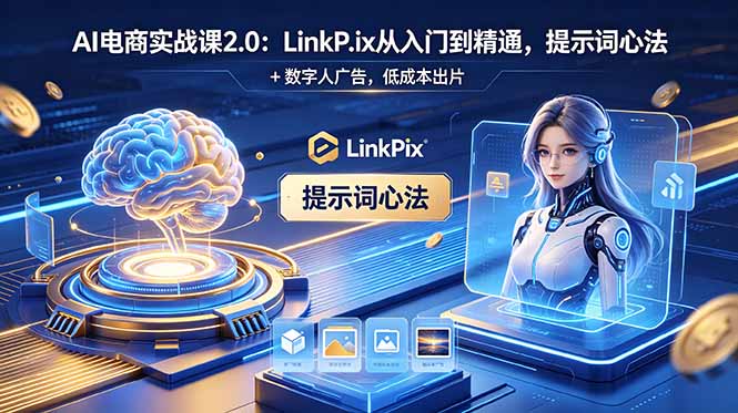 （18655期）AI 电商实战课2.0｜LinkPix 从入门到精通，提示词心法 + 数字人广告，低成本出片|无忧资源社