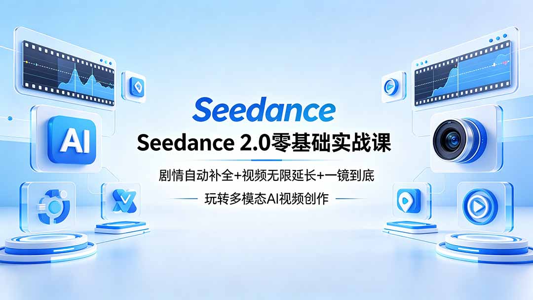 （18312期）Seedance 2.0零基础实战课：剧情自动补全+视频无限延长+一镜到底：玩转多模态AI视频创作|无忧资源社