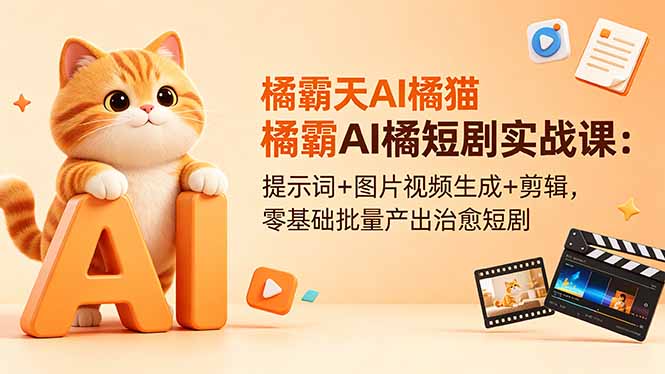（18542期）橘霸天AI橘猫短剧实战课：提示词+图片视频生成+剪辑，零基础批量产出治愈短剧|无忧资源社