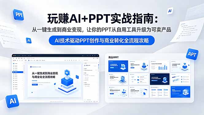 （18448期）玩赚AI+PPT实战指南-更新5月13：从一键生成到商业变现，让你的PPT从自用工具升级为可卖产品|无忧资源社