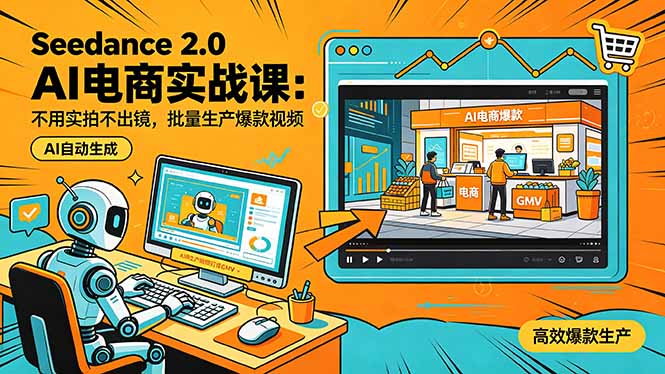 （18433期）Seedance 2.0 AI电商实战课：不用实拍不出镜，批量生产爆款视频打爆GMV|无忧资源社